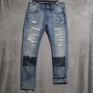Cult Of Individuality Jeans Men 32x33 Distressed Star Rocker Slim Selvedge Denim